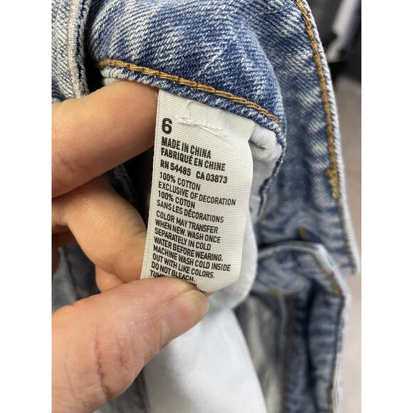 American Eagle Shorts Womens 6 Blue Distressed Denim High Rise Ripped Cutoff - Picture 10 of 11